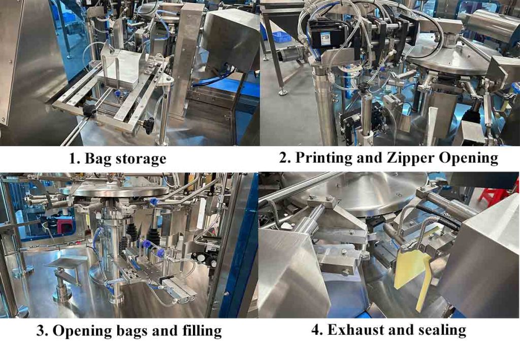 Premade bag packing machine process flow