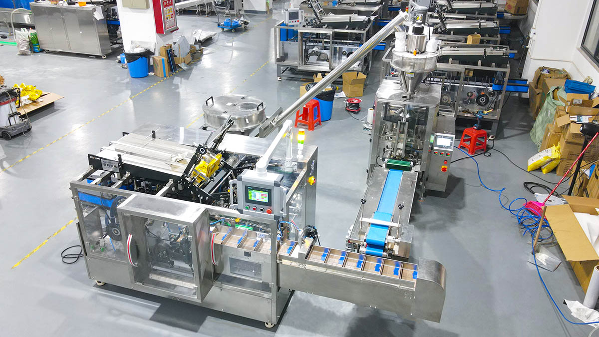 Integrated Sachet Powder VFFS and Cartoning Machine Link Line