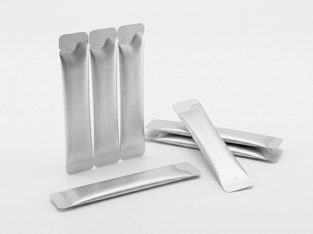 Protein Powder Stick Pack with Rounded Corners and Tear Notch