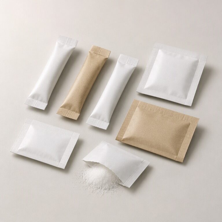 Unbranded salt sachet and stick pack packaging-format illustration