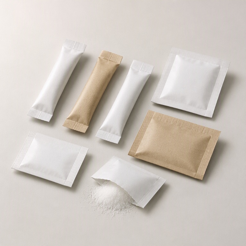 Unbranded salt sachet and stick pack packaging-format illustration