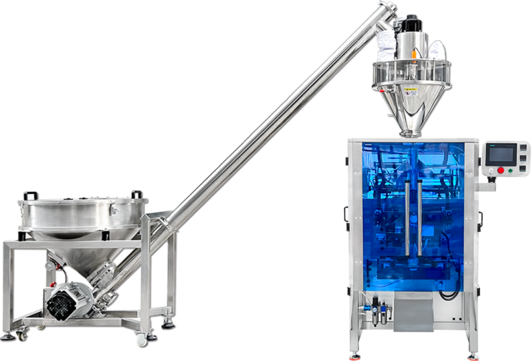 Vertical packaging machine with auger feeding for flour powder